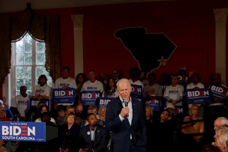 Democratic U.S. presidential candidate and former U.S. Vice President Biden speaks at a campaign event in Georgetown