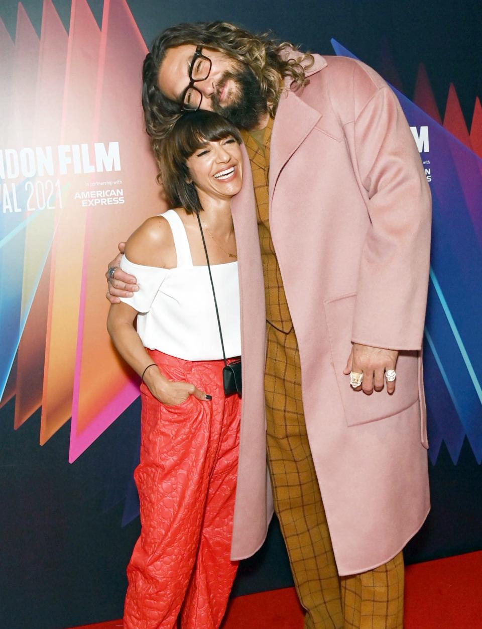 <p>Ana Lily Amirpour and Jason Momoa attend the U.K. premiere of <em>Mona Lisa and the Blood Moon</em> on Oct. 10 in London.</p>