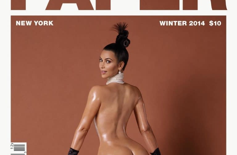 Kim Kardashian showing her