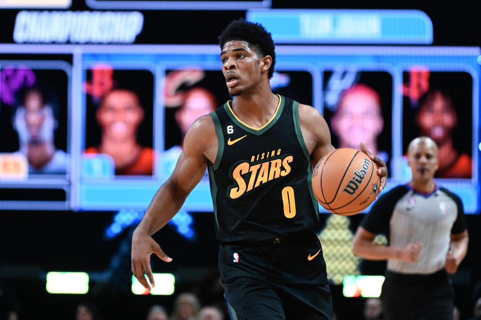 Scoot Henderson during the Rising Stars Game as part of the 2023 NBA All-Star Weekend in Salt Lake City.  (Alex Goodlett/Getty Images)