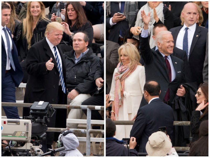 Donald Trump (left) and Joe Biden attend the University of Pennsylvania's graduation ceremony in 2016.