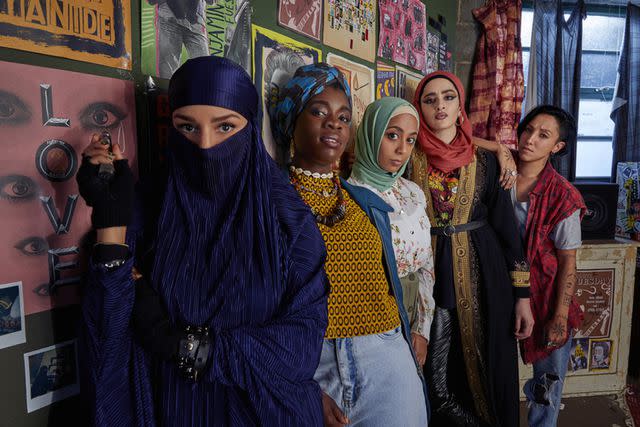 <p>Laura Radford/Peacock</p> From left: Lucie Shorthouse, Faith Omole, Anjana Vasan, Juliette Motamed, and Sarah Kameela Impey on 'We Are Lady Parts'