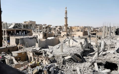 Damaged building are pictured during the fighting with Islamic State's fighters in the old city of Raqqa - Credit: Reuters