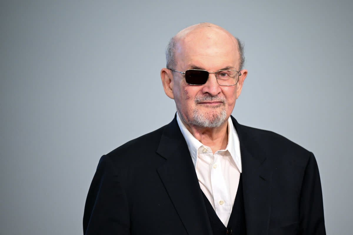 Salman Rushdie, pictured in October 2023, has given his first televised interview since being attacked and nearly killed in 2022 (AFP via Getty)
