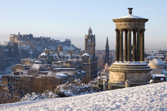 Edinburgh Castle and Cityscape in Winter