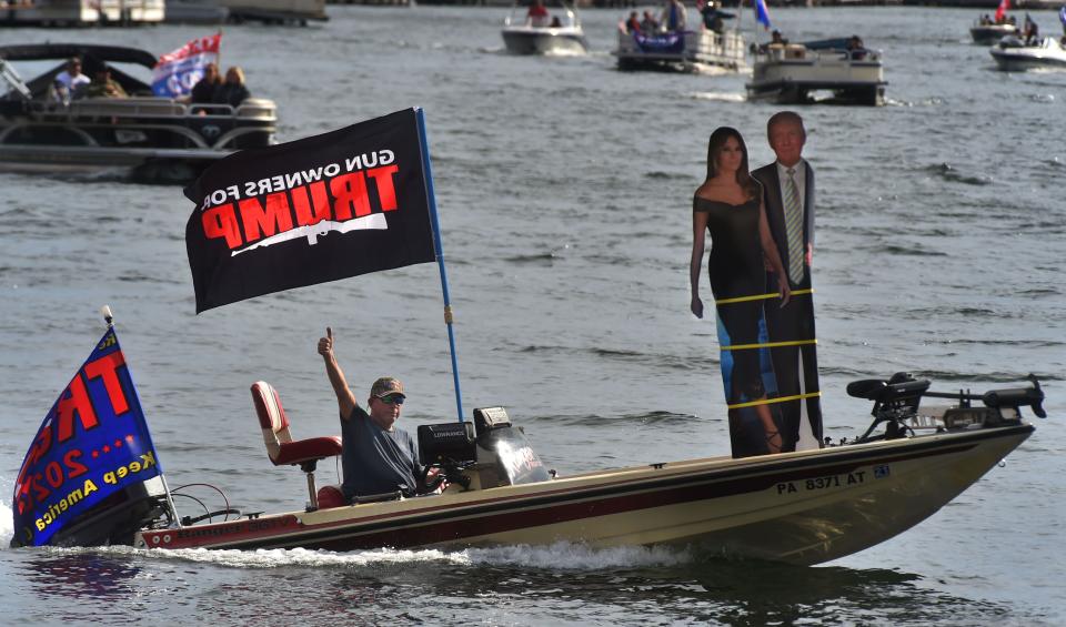 Supporters of President Donald Trump filled Harveys Lake in Luzerne County, Pennsylvania, in early October. Trump won the historically Democratic area handily in 2016. (Aimee Dilger/SOPA Images/Light Rocket/Getty Images)