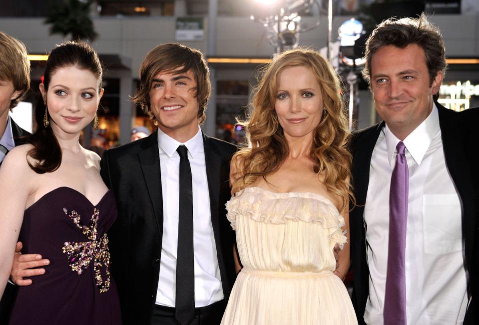 Zac Efron and Matthew Perry pictured with co-stars Michelle Trachtenberg and Leslie Mann at the Los Angeles premiere of 17 Again in 2009 (Getty Images)