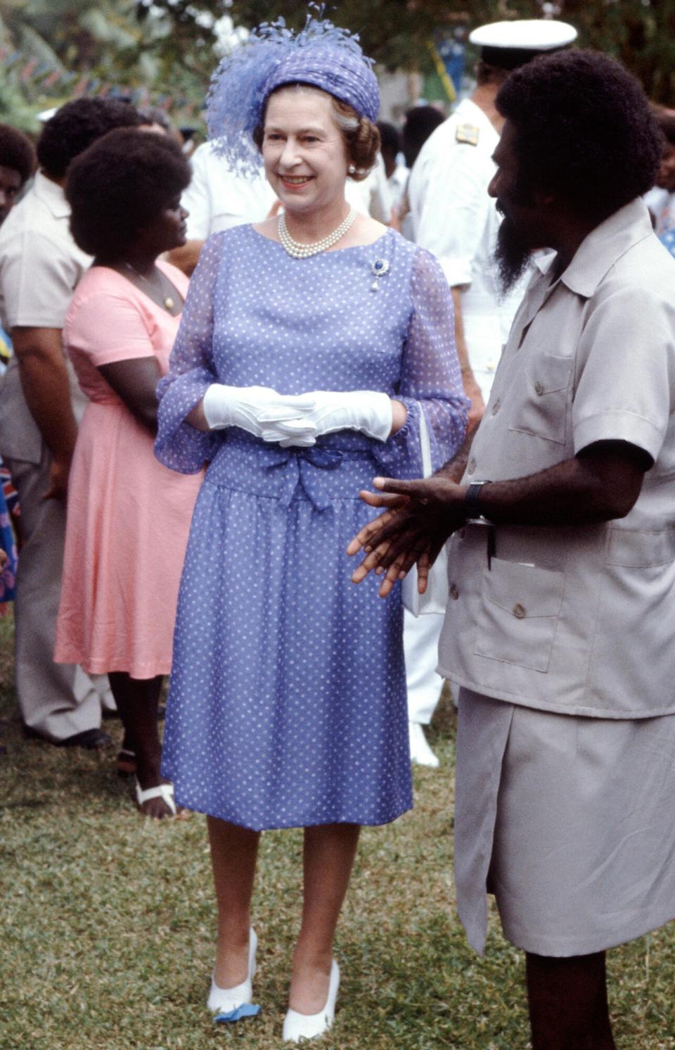 Queen Elizabeth II Visiting The Capital Of The Solomon Isles In The South Pacific As Part Of Her Commonwealth Tour