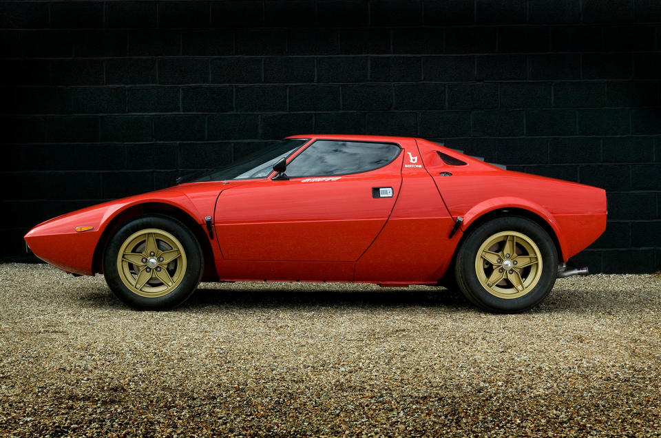 <p>A curving, visor-like slice of glass, a tapering wedge of body and a pair of big, glowering taillights made a beautiful beast of the Stratos on both rally stage and road.</p>