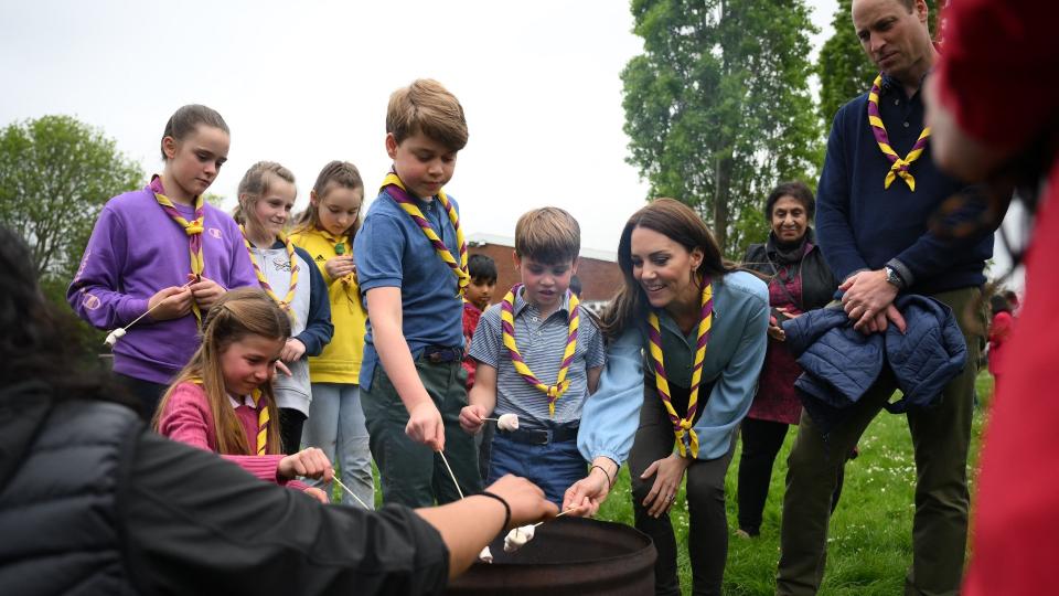 The Wales family toasting marshmallows