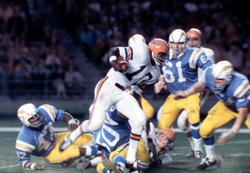 Oct 4, 1969; San Diego, CA, USA: FILE PHOTO; Cincinnati Bengals defensive back Ken Riley (13) in action against the San Diego Chargers at San Diego Stadium. Mandatory Credit: Long Photography-USA TODAY Sports