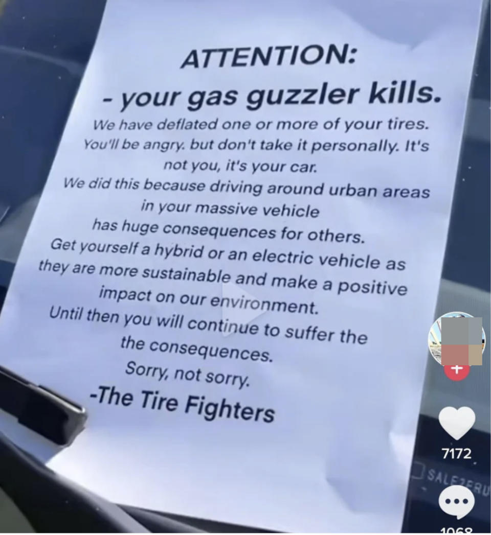 "You gas guzzlers"