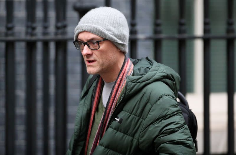 FILE PHOTO: Dominic Cummings, special adviser for PM Johnson, is seen at Downing Street in London