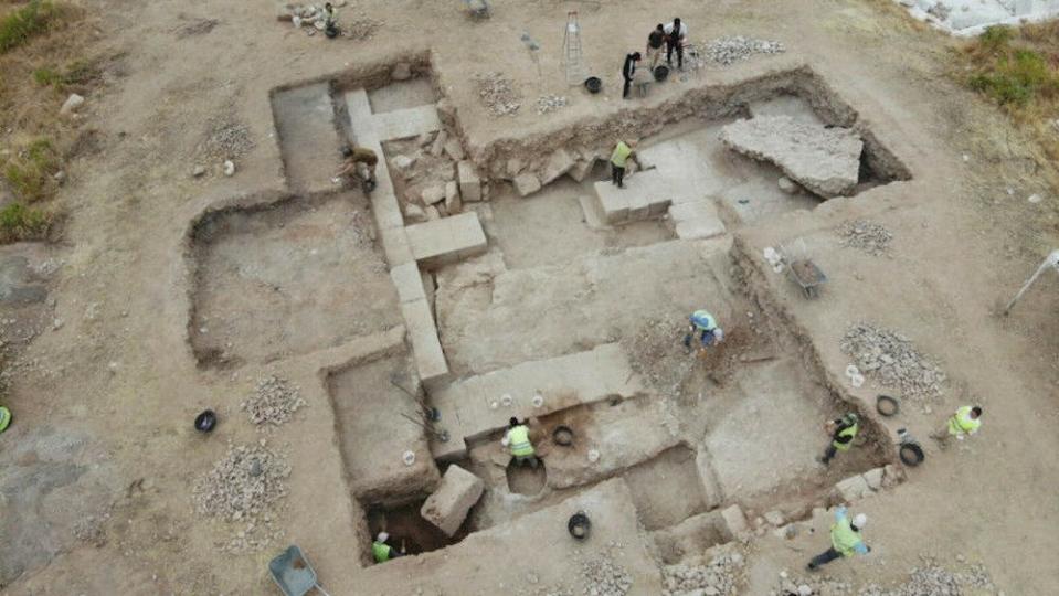 An aerial view of an ancient Roman city in Turkey.