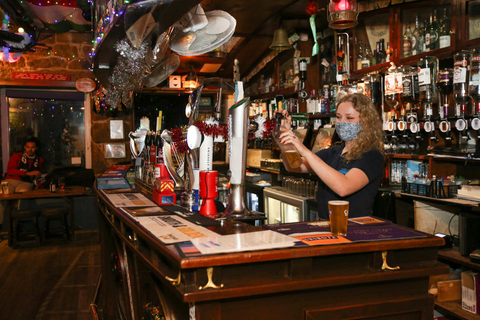 Pub-goers can enjoy their pints inside the pub in the Isles of Scilly. (Chris Hall/SWNS)