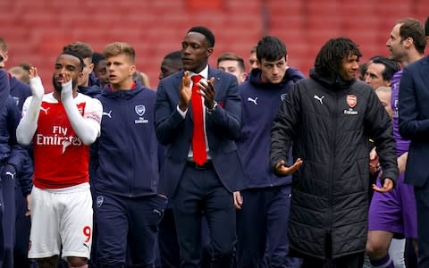 Danny Welbeck on Arsenal's lap of honour at the Emirates - Credit: PA