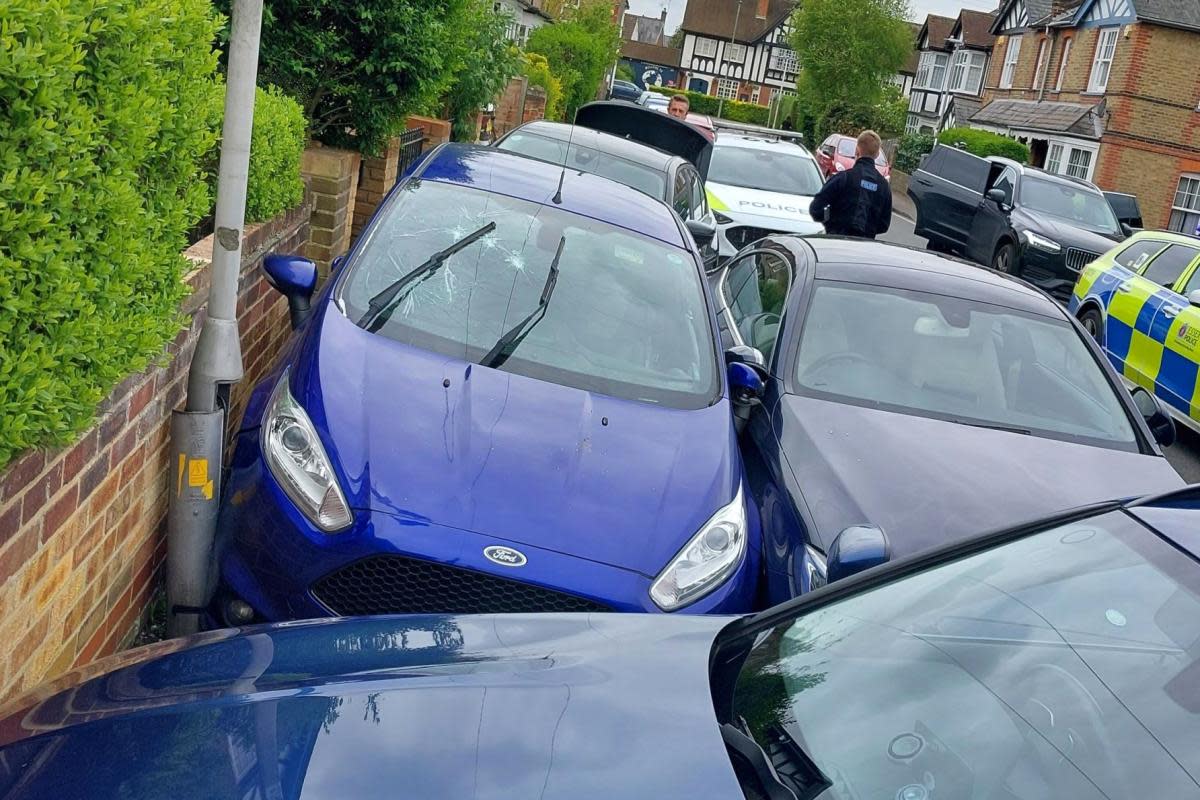 Stolen car is crashed before south Essex teens arrested and large knife seized <i>(Image: Essex Police)</i>