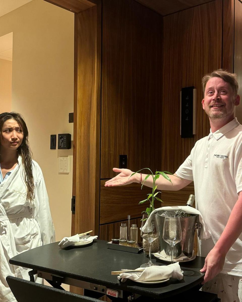 Macaulay Culkin dons Hotel Staff Uniform on Vacation