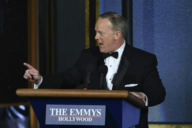 The much-maligned former White House press secretary Sean Spicer delighted the Emmys audience with a surprise appearance