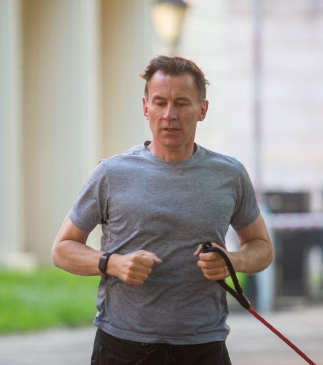 May 9, 2024, London, England, United Kingdom: Chancellor of the Exchequer JEREMY HUNT is seen in Westminster during morning exercise as interest rate decision is expected from Bank of England. (Credit Image: © Tayfun Salci/ZUMA Press Wire) EDITORIAL USAGE ONLY! Not for Commercial USAGE!