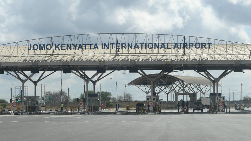 The entrance point for cars to Nairobi's Jomo Kenyatta International Airport.