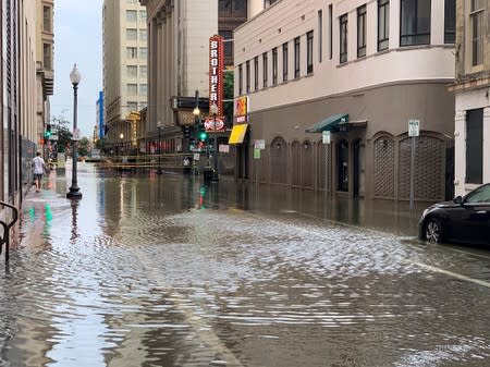 A flooded area is seen in New Orleans, Louisiana