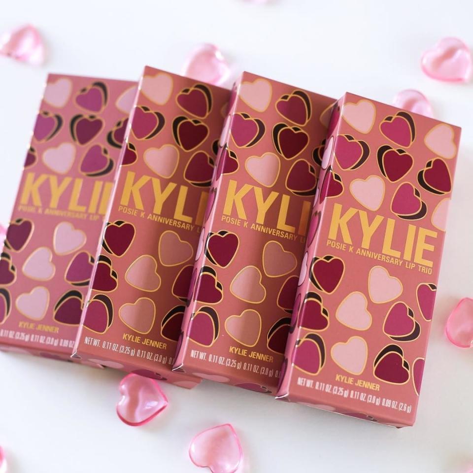 Kylie Cosmetics is launching a set based on it's beloved Best of Beauty Award-winning shade in three finishes with the Posie K Anniversary Lip Trio.