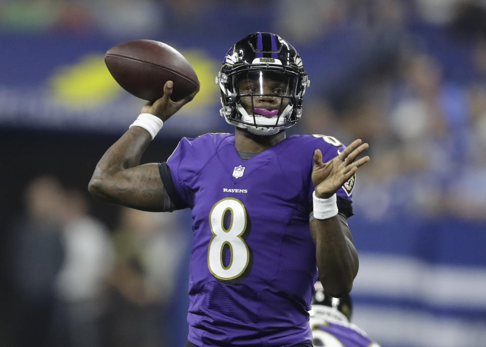 Baltimore Ravens quarterback Lamar Jackson (8) admitted after Monday's game he hasn't played well yet this preseason. (AP)