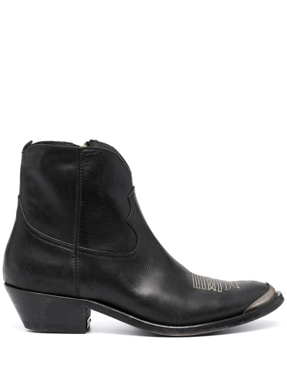 <p><a href="https://go.redirectingat.com?id=74968X1596630&url=https%3A%2F%2Fwww.farfetch.com%2Fshopping%2Fwomen%2Fgolden-goose-young-ankle-boots-item-16426488.aspx&sref=https%3A%2F%2Fwww.townandcountrymag.com%2Fstyle%2Ffashion-trends%2Fg41282606%2Fbest-cowboy-boots-for-women%2F" rel="nofollow noopener" target="_blank" data-ylk="slk:Shop Now;elm:context_link;itc:0;sec:content-canvas" class="link ">Shop Now</a></p><p>Young Ankle Boots</p><p>farfetch.com</p><p>$690.00</p>