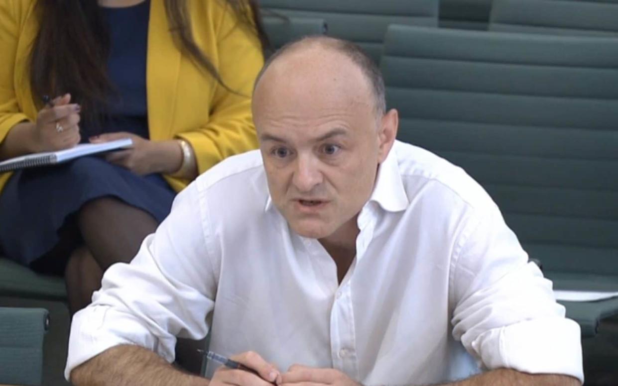 Dominic Cummings, former Chief Adviser to Prime Minister Boris Johnson, giving evidence to a joint inquiry of the Commons Health and Social Care and Science and Technology Committees on the subject of Coronavirus - House of Commons/PA