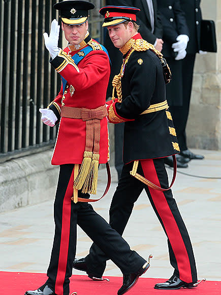 Prince William with his brother Prince Harry on his wedding day on April 29, 2011.