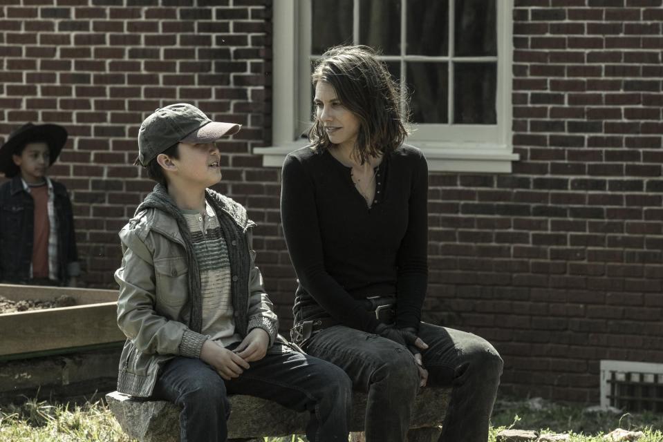 Lauren Cohan and Kien Michael Spiller in the series finale of 'The Walking Dead'