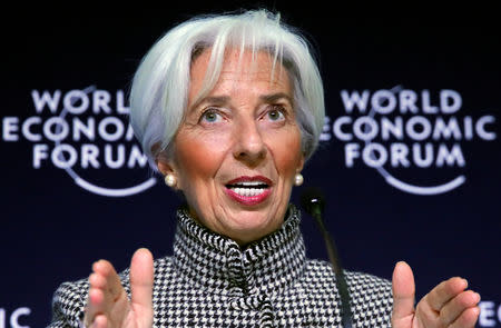International Monetary Fund (IMF) Managing Director Christine Lagarde attends a news conference ahead of inauguration of World Economic Forum (WEF) in Davos, Switzerland, January 21, 2019. REUTERS/Arnd Wiegmann