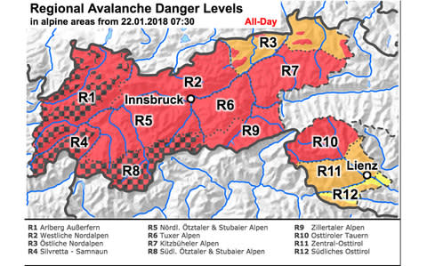 avalanche risk - Credit: Tirol Avalanche Warning Service