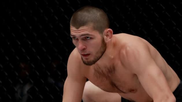 Nurmagomedov in the Octagon. Pic: Getty