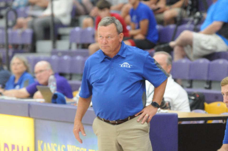 Seaman coach Craig Cox coaches in the KBCA All-Star Game Saturday, June 18, 2022 at Mabee Arena in Salina.
