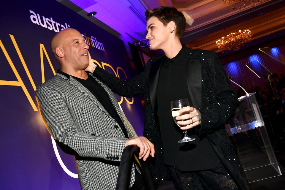 Vin Diesel and Ruby Rose8th Annual Australians in Film Awards Gala, Inside, InterContinental Downtown, Los Angeles, USA – 23 Oct 2019 - Credit: Michael Buckner/Variety/Shutterstock