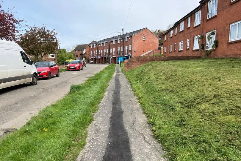 Pictured is the pavement along Acorn Way