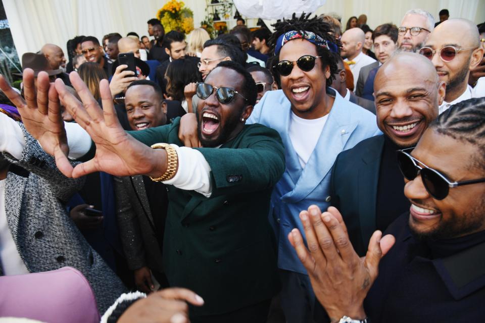 The living legend hung with his A-list pals Diddy, Usher, Swizz Beatz and more at his annual Roc Nation pre-Grammys brunch on Feb. 9, 2019, in L.A.