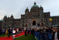 The Duke and Duchess of Cambridge await their entrance to the Legislative Assembly in Victoria, B.C., on Saturday, September 24, 2016. Photo: THE CANADIAN PRESS/Jonathan Hayward