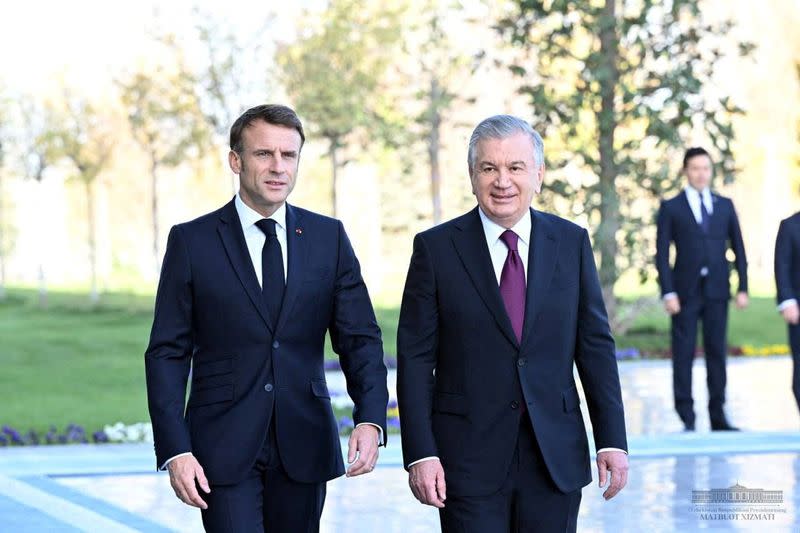 French President Emmanuel Macron visits Uzbekistan