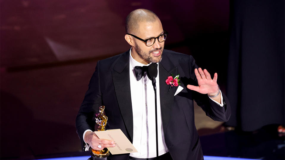 Cord Jefferson accepts the Best Adapted Screenplay award for "American Fiction" at the 96th Annual Oscars held at Dolby Theatre on March 10, 2024 in Los Angeles, California.