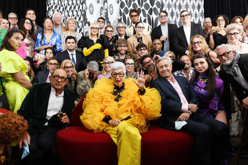 Iris Apfel celebrates her 100th Birthday Party with 100 friends at Central Park Tower on September 09, 2021. (Noam Galai / Getty Images for Central Park To)