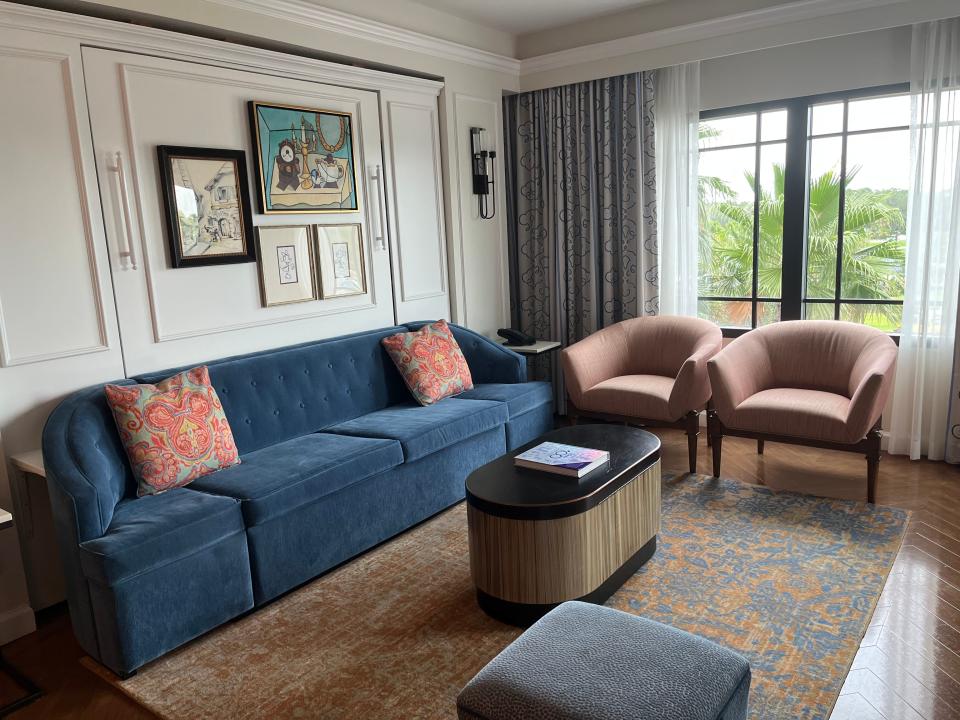 living room area in a one bedroom villa at disney's riviera resort