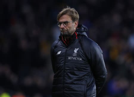 Britain Football Soccer - Hull City v Liverpool - Premier League - The Kingston Communications Stadium - 4/2/17 Liverpool manager Juergen Klopp looks dejected Reuters / Phil Noble Livepic