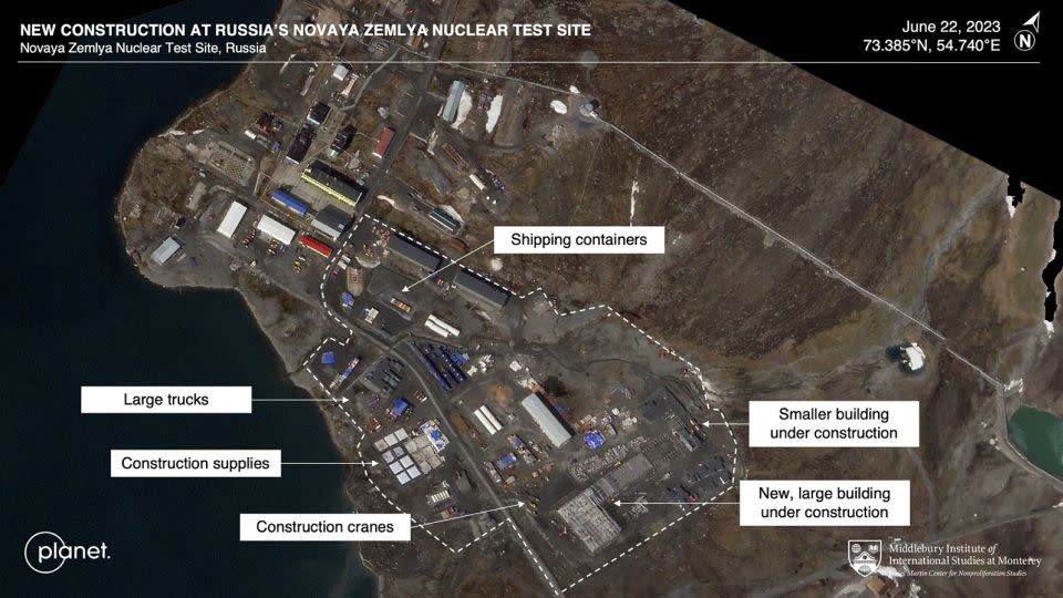 New Construction at Russia's Novaya Zemlya nuclear test site, June 22, 2023. - Planet Labs PBC/Middlebury Institute