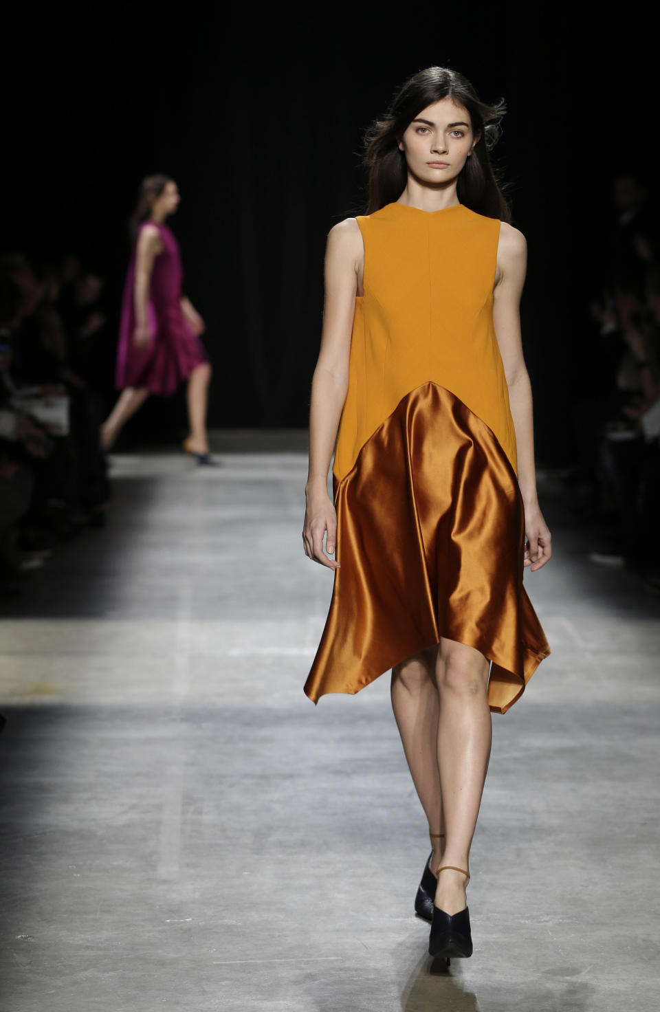 The Narciso Rodriguez Fall 2013 collection is modeled during Fashion Week in New York, Tuesday, Feb. 12, 2013. (AP Photo/Seth Wenig)