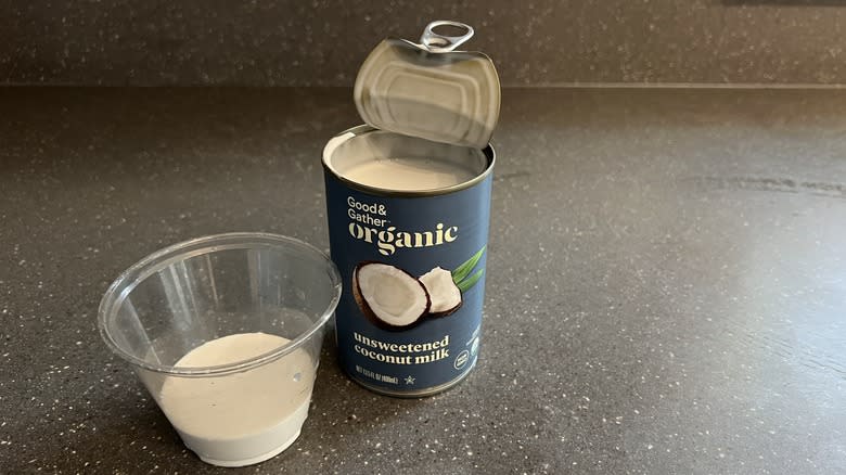 Cup open can coconut milk