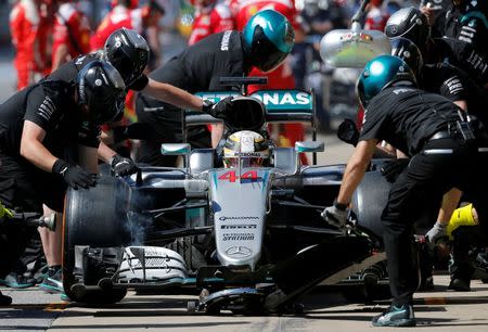 Formula One - Canadian Grand Prix - Montreal, Quebec, Canada - 10/6/16 - Mercedes F1 driver Lewis Hamilton attends the second practice. REUTERS/Chris Wattie