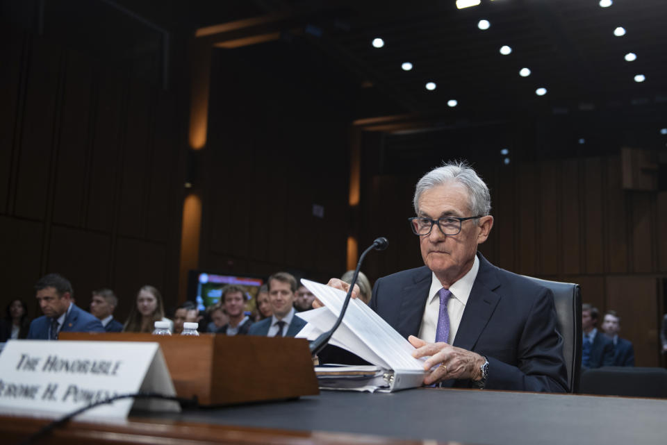 Chair of the Federal Reserve of the United States Jerome Powell at a hearing for the Committee on Banking, Housing, and Urban Affairs to present "The Semiannual Monetary Policy Report to Congress" in the Hart Senate office building in Washington, D.C. on Wednesday, July 9, 2024. (Photo by Annabelle Gordon/Sipa USA)(Sipa via AP Images)